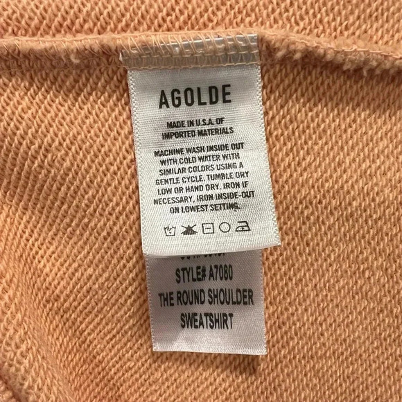 AGOLDE - SS Washed French Terry Cotton Boxy Orange Sherbet Puff Shoulders M - Picture 4 of 4